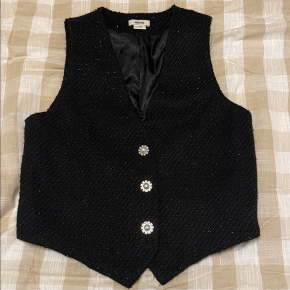 Jason Wu Black Tweed Metallic Jeweled Vest size S - Picture 1 of 5